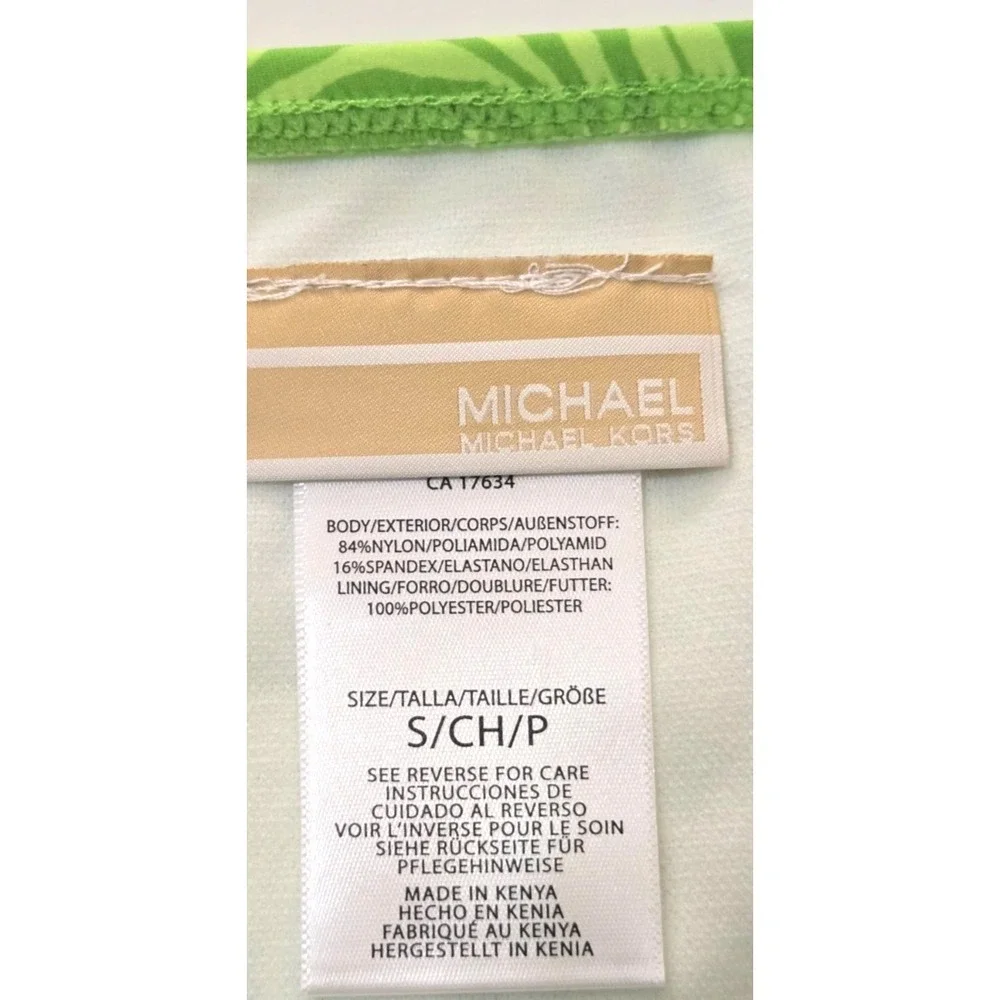 Michael Kors One Shoulder O-Ring 2 piece swimsuit Women's S Green Apple NWT‎